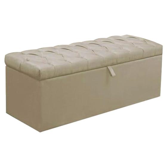 Imagem de Calçadeira Baú Casal  Paris 140 CM Suede Bege - D A Decor