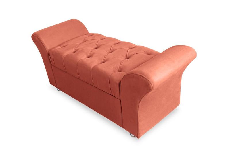 Imagem de Calçadeira Baú Com Capitonê Veneza Cama Solteiro 90 cm Suede Coral DL Decor