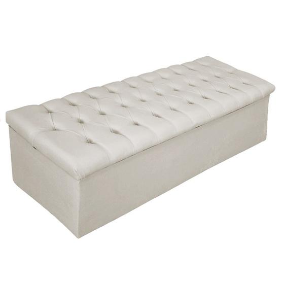 Imagem de Calçadeira Baú Estofada Mel 195 cm King Size Com Capitonê Suede Bege - Doce Sonho Móveis