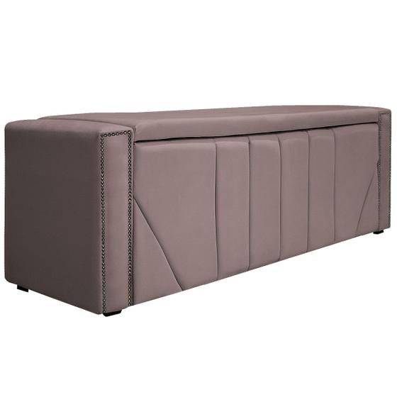 Imagem de Calçadeira Baú King Minsk P02 195 cm para cama Box Linho - Doce Sonho Móveis