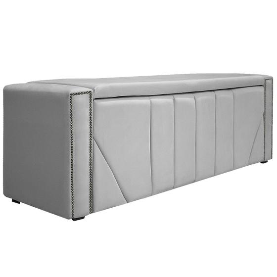 Imagem de Calçadeira Baú King Minsk P02 195 cm para cama Box Suede - Doce Sonho Móveis