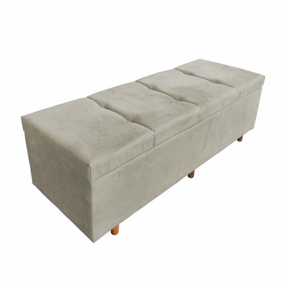 Imagem de Calçadeira Baú Madri Solteiro 90 cm Suede Bege