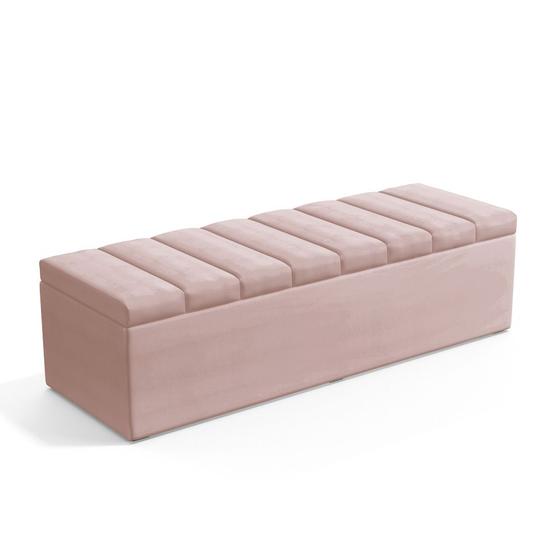 Calçadeira Baú Navi 140 para Cama de Casal N-031 Veludo Rosê Claro Aradecor Menor preço em Calçadeira Baú Navi 140 para Cama de Casal N-031 Veludo Rosê Claro Aradecor