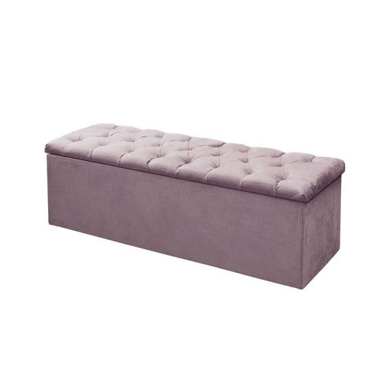 Imagem de Calçadeira Baú P/ Box Casal 140cm Mirage c/ Capitonê Suede Rosê Dl Decor