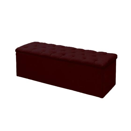 Imagem de Calçadeira Baú P/ Box King 195cm Mirage c/ Capitonê Suede Vermelho Bordô - Dl Decor