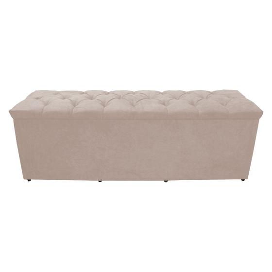 Imagem de Calçadeira Baú Paris Queen 160 cm Botão Strass Suede Porcelana Eli Móveis