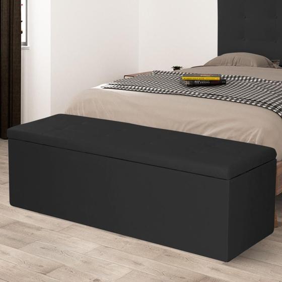 Imagem de Calçadeira Baú Queen 1,60m Berlim Suede Preto SKY MOBILE