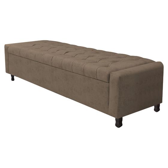 Imagem de Calçadeira Baú Queen Everest P02 160 cm para cama Box Suede - Doce Sonho Móveis