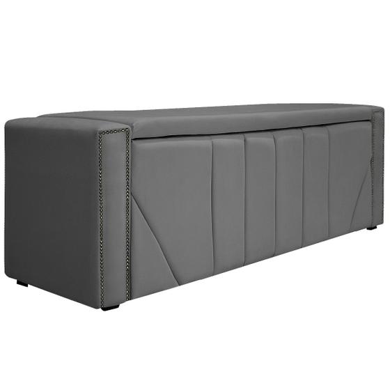 Imagem de Calçadeira Baú Queen Minsk P02 160 cm para cama Box Suede - Amarena Móveis