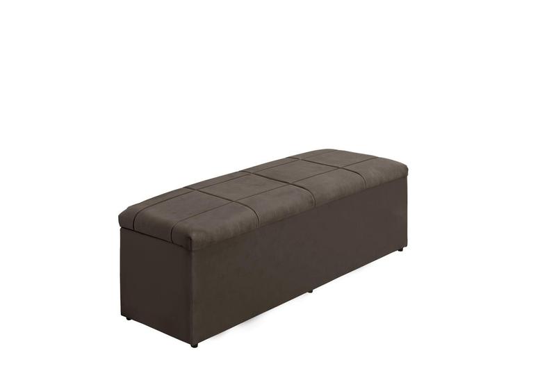 Imagem de Calçadeira Baú Raissa 100 cm Suede Marrom Claro