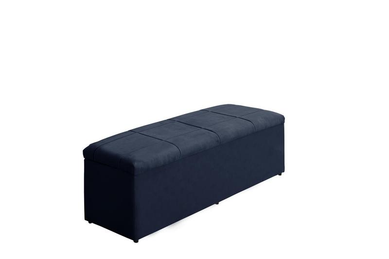 Imagem de Calçadeira Baú Raissa 120 cm Suede Azul Marinho