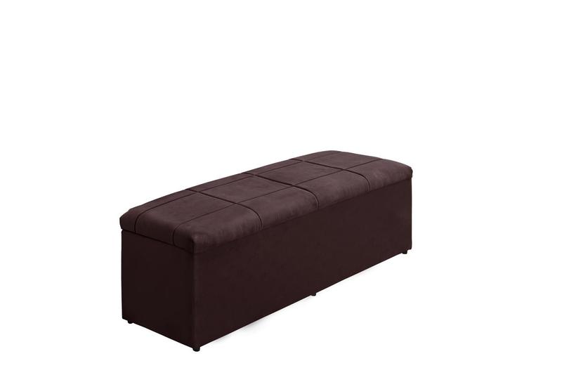 Imagem de Calçadeira Baú Raissa 138 cm Suede Bordô Escuro