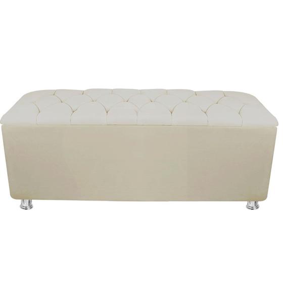 Imagem de Calçadeira Baú Sapateira para Quarto Closet Decoração c/ Botão Strass Grecia 140CM Nanda Decor