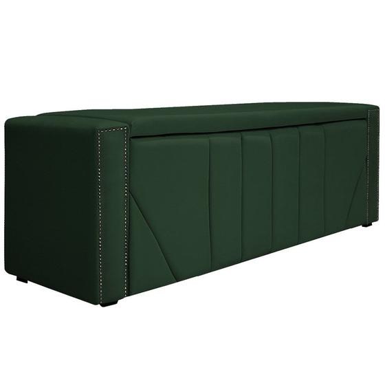 Imagem de Calçadeira Baú Solteiro Minsk P02 90 cm para cama Box Suede Verde - Amarena Móveis