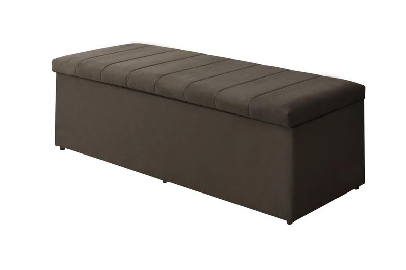 Imagem de Calçadeira Baú Vitoria 120 cm Suede Marrom Escuro