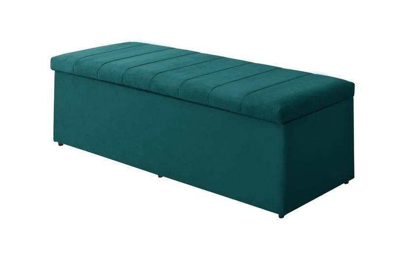 Imagem de Calçadeira Baú Vitoria 193 cm Suede Azul Turquesa