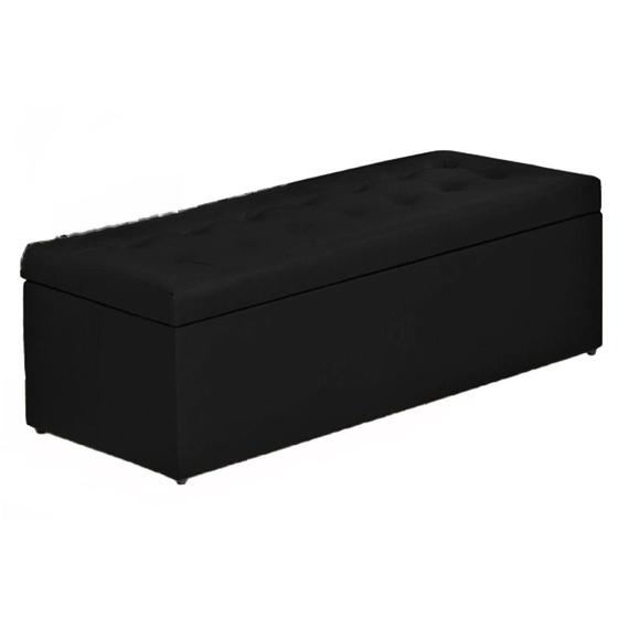 Imagem de Calçadeira Casal Baú 140cm Toskana Suede Preto - DS Estofados