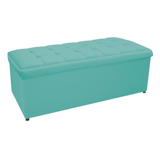 Imagem de Calçadeira Copenhague 140 cm Casal Suede Azul Tiffany - Doce Sonho Móveis