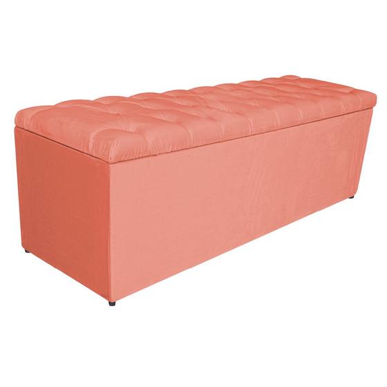 Imagem de Calçadeira Estofada Liverpool 140 cm Casal Suede Coral - Amarena Móveis