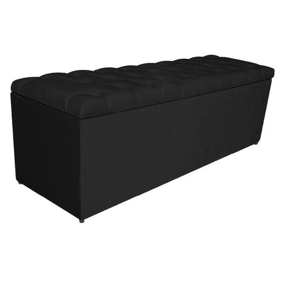 Imagem de Calçadeira Estofada Liverpool 140 cm Casal Suede Preto - Amarena Móveis