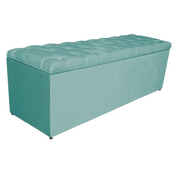 Imagem de Calçadeira Estofada Liverpool 160 cm Queen Size Suede Azul Tiffany - Amarena Móveis