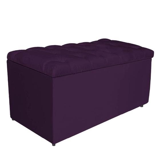 Imagem de Calçadeira Estofada Liverpool 90 cm Solteiro Suede Roxo - Amarena Móveis