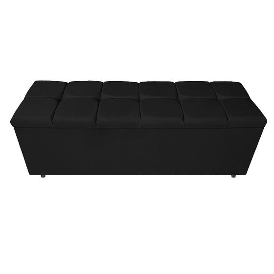 Imagem de Calçadeira Estofada Manchester 195 cm King Size Suede Preto - Doce Sonho Móveis