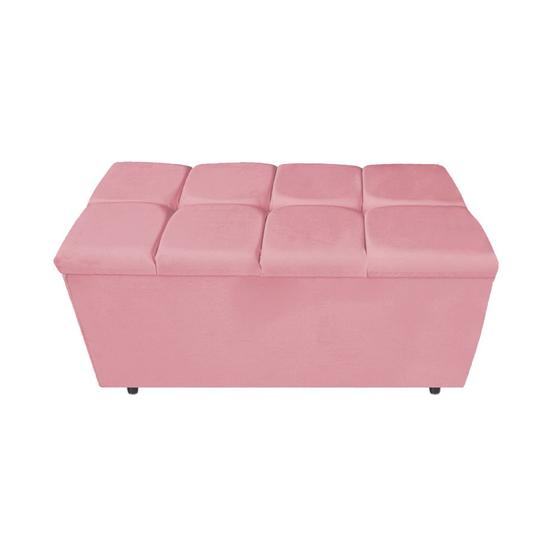 Imagem de Calçadeira Estofada Manchester 90 cm Solteiro Suede Rosa Bebê - Amarena Móveis