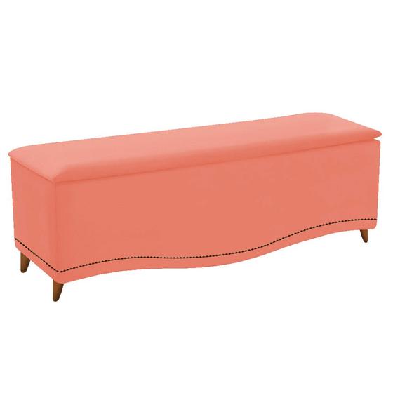 Imagem de Calçadeira Estofada Yasmim 160 cm Queen Size Suede Coral - ADJ Decor