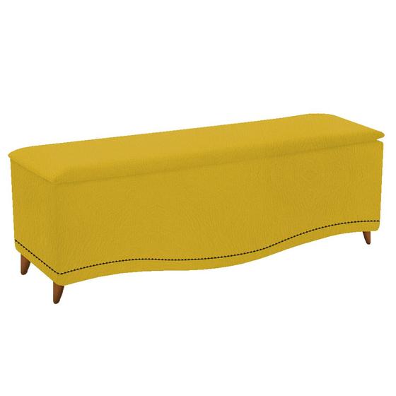 Imagem de Calçadeira Estofada Yasmim 195 cm King Size Suede Amarelo - Doce Sonho Móveis