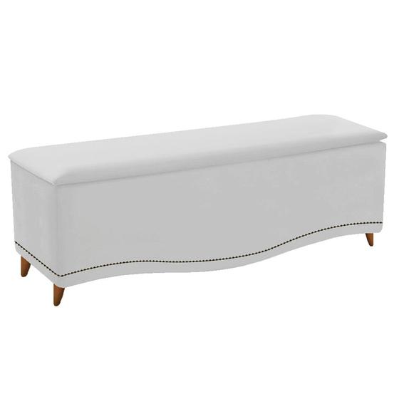 Imagem de Calçadeira Estofada Yasmim 195 cm King Size Suede Branco - ADJ Decor