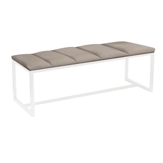 Imagem de Calçadeira Industrial Carla 100cm Solteiro Quarto Box Cama Ferro Branco material sintético Bege - Ahazzo Móveis