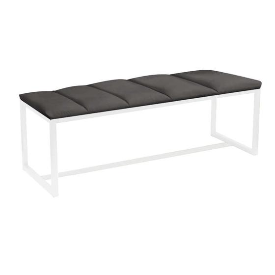 Imagem de Calçadeira Industrial Carla 100cm Solteiro Quarto Box Cama Ferro Branco Suede Cinza Escuro - Ahazzo Móveis