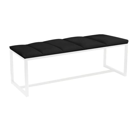 Imagem de Calçadeira Industrial Carla 100cm Solteiro Quarto Box Cama Ferro Branco Suede Preto - Ahazzo Móveis