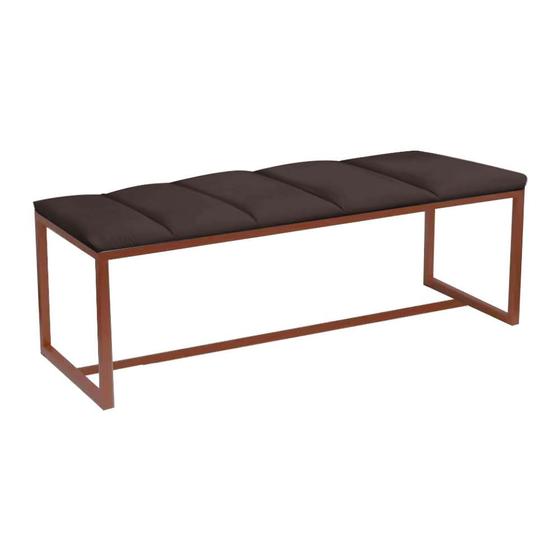 Imagem de Calçadeira Industrial Carla 100cm Solteiro Quarto Box Cama Ferro Bronze Suede Marrom - Ahz Móveis