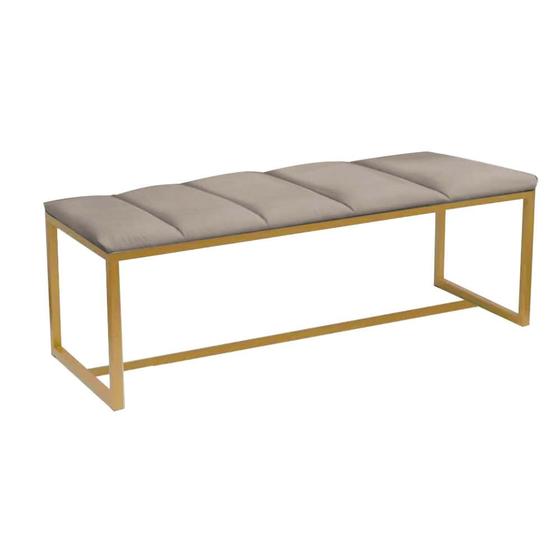 Imagem de Calçadeira Industrial Carla 100cm Solteiro Quarto Box Cama Ferro Dourado Suede Bege - Ahz Móveis