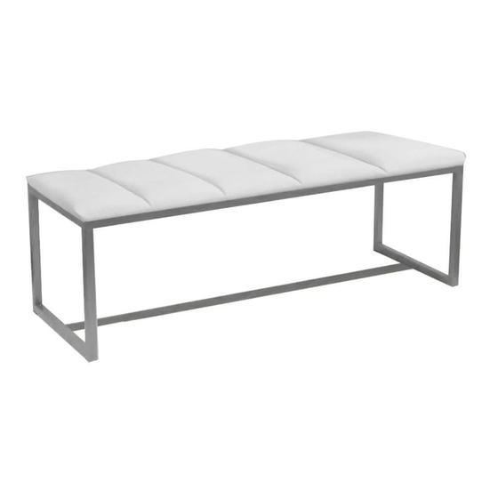 Imagem de Calçadeira Industrial Carla 100cm Solteiro Quarto Box Cama Ferro Prata Sintético Branco - Ahz Móveis