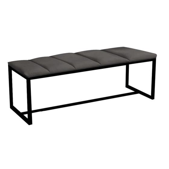 Imagem de Calçadeira Industrial Carla 100cm Solteiro Quarto Box Cama Ferro Preto material sintético Cinza Escuro - Ahz Móveis