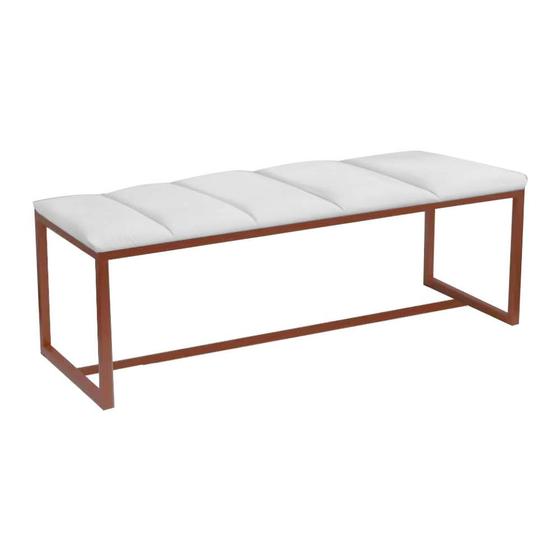 Imagem de Calçadeira Industrial Carla 140cm Casal Quarto Box Cama Ferro Bronze Sintético Branco - Ahz Móveis