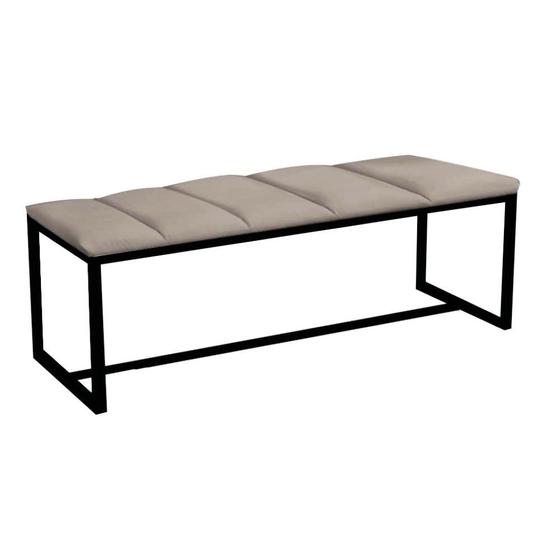 Imagem de Calçadeira Industrial Carla 140cm Casal Quarto Box Cama Ferro Preto material sintético Bege - Ahz Móveis