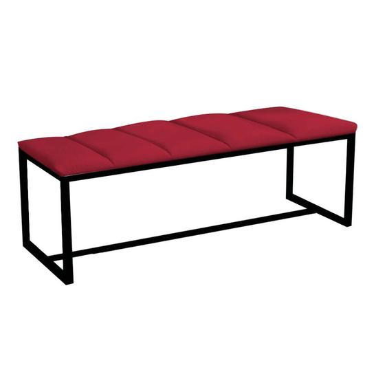 Imagem de Calçadeira Industrial Carla 140cm Casal Quarto Box Cama Ferro Preto Suede Vermelho - Ahz Móveis