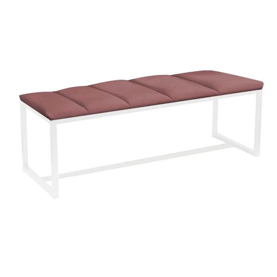 Imagem de Calçadeira Industrial Carla 160cm Queen Size Quarto Box Cama Ferro Branco Suede Rose - Ahz Móveis