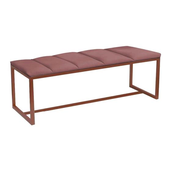 Imagem de Calçadeira Industrial Carla 160cm Queen Size Quarto Box Cama Ferro Bronze Suede Rose - Ahz Móveis