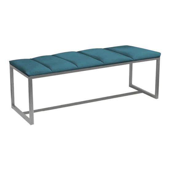 Imagem de Calçadeira Industrial Carla 160cm Queen Size Quarto Box Cama Ferro Prata Suede Azul Turquesa - Ahz Móveis