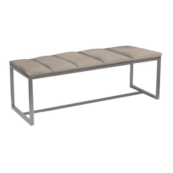 Imagem de Calçadeira Industrial Carla 160cm Queen Size Quarto Box Cama Ferro Prata Suede Bege - Ahz Móveis