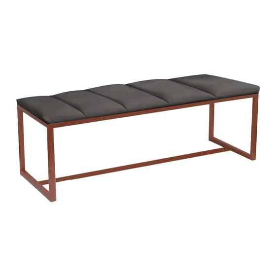 Imagem de Calçadeira Industrial Carla 195cm King Size Quarto Box Cama Ferro Bronze material sintético Cinza Escuro - Ahz Móveis