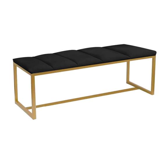 Imagem de Calçadeira Industrial Carla 195cm King Size Quarto Box Cama Ferro Dourado material sintético Preto - Ahz Móveis