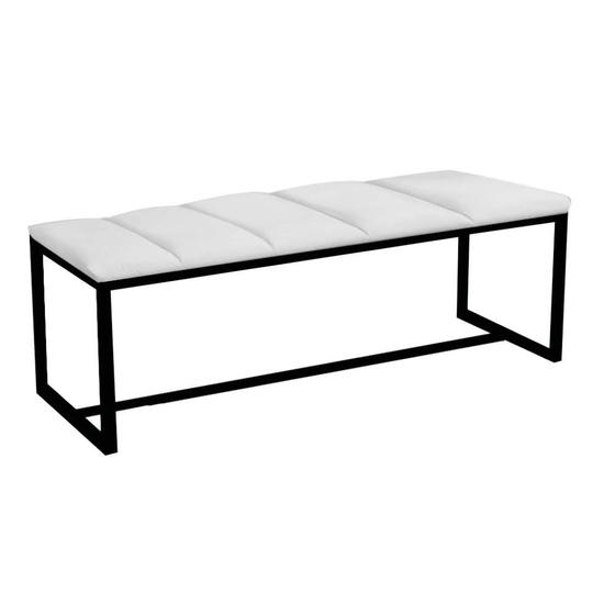 Imagem de Calçadeira Industrial Carla 90cm Solteiro Quarto Box Cama Ferro Preto material sintético Branco - Ahz Móveis