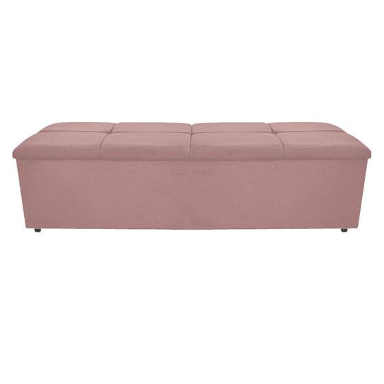 Imagem de Calçadeira Munique 140 cm Casal Suede Rosê - ADJ Decor