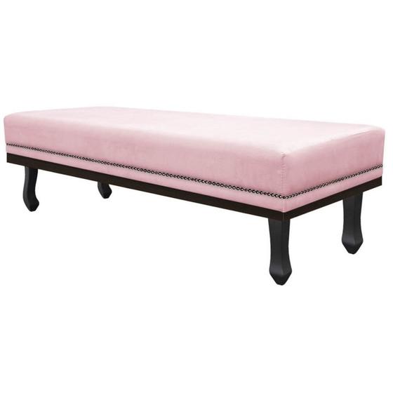 Imagem de Calçadeira Queen Orlando P02 160 cm para cama Box Suede Rosa Bebê - Amarena Móveis